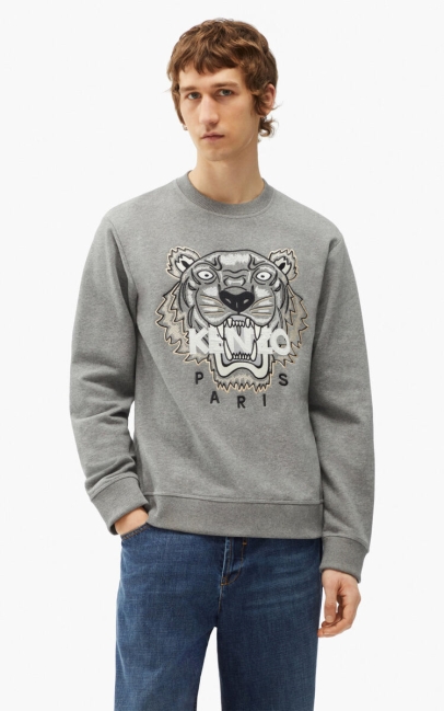 Kenzo Men Tiger Sweatshirt Dove Grey